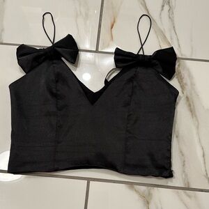 Zara Black Crop Top with Bow Straps